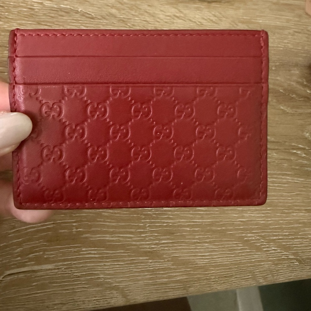 Gucci Crimson Embossed Card Holder
